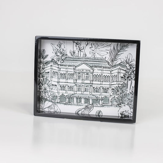 Singapore Themed Black Lacquer Trinket Tray - Raffles Hotel [Seconds]