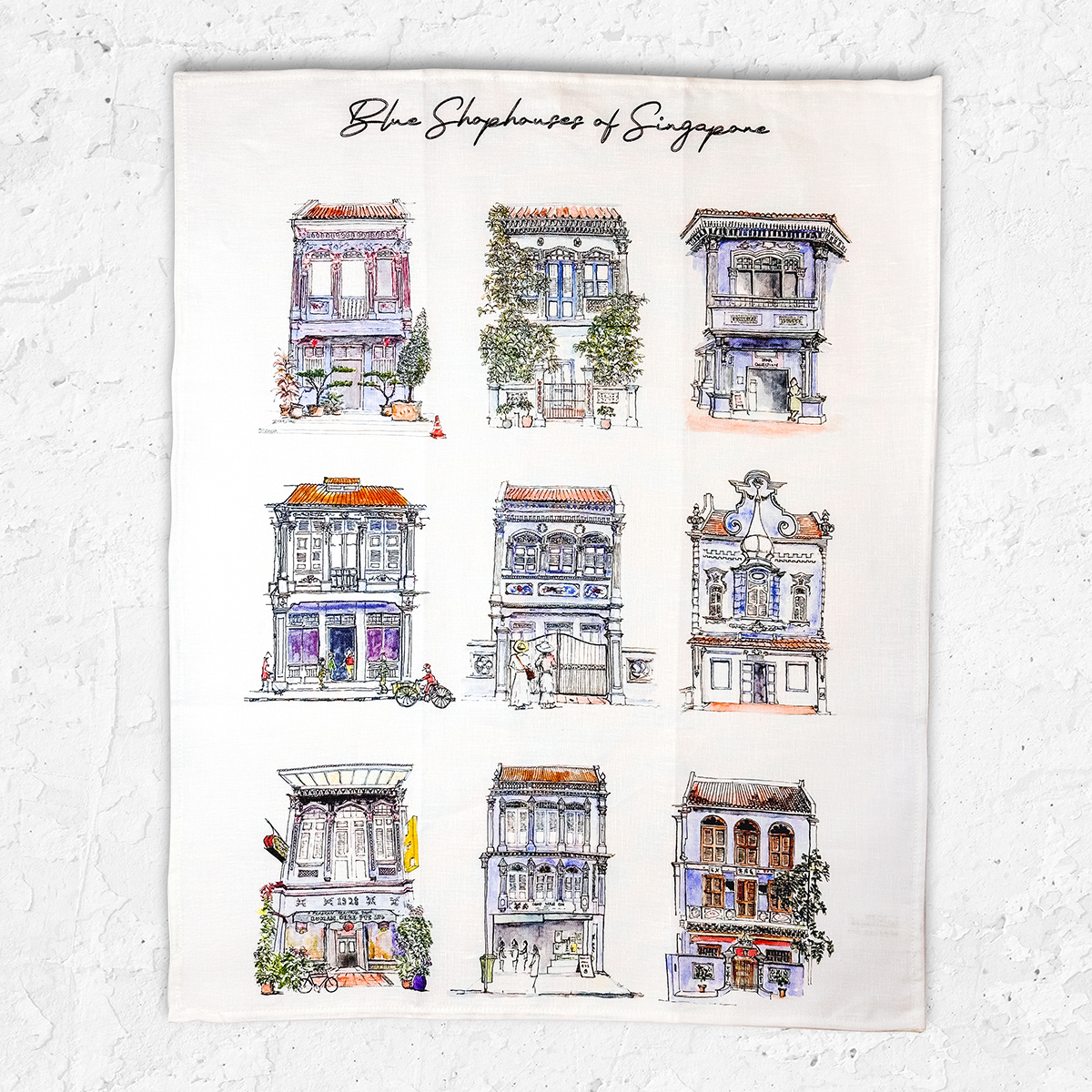 Linen Tea Towel | Blue Shophouses