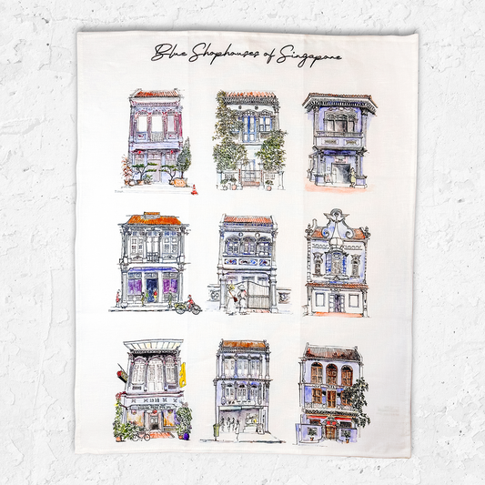 Linen Tea Towel | Blue Shophouses