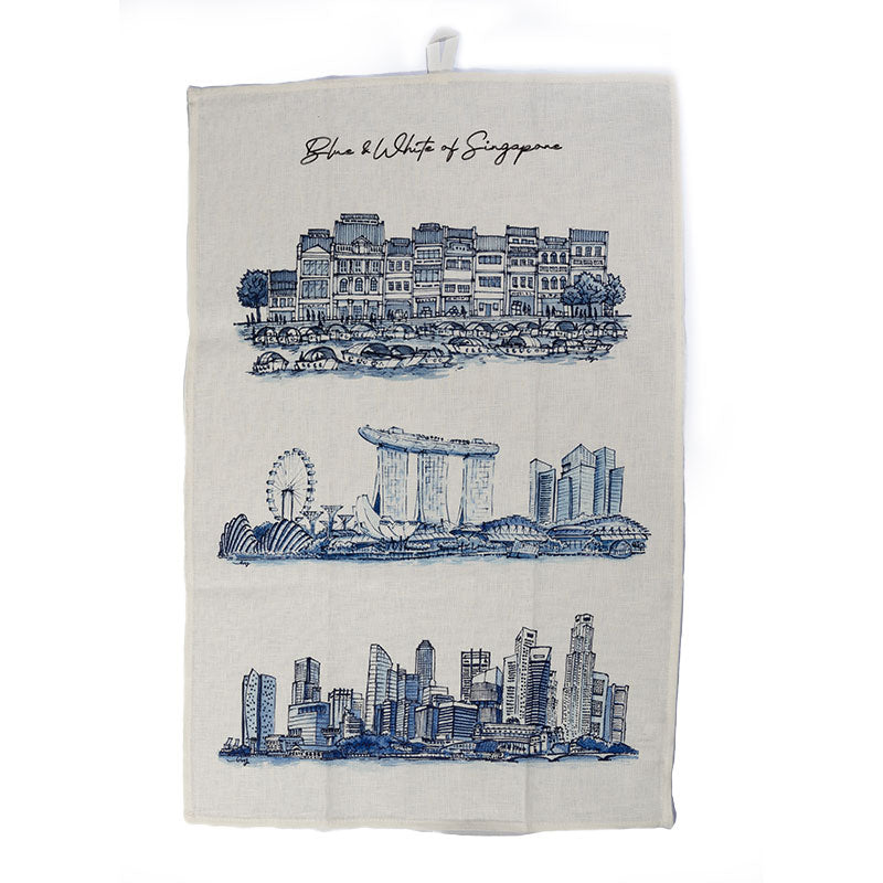 Linen Tea Towel | Blue & White