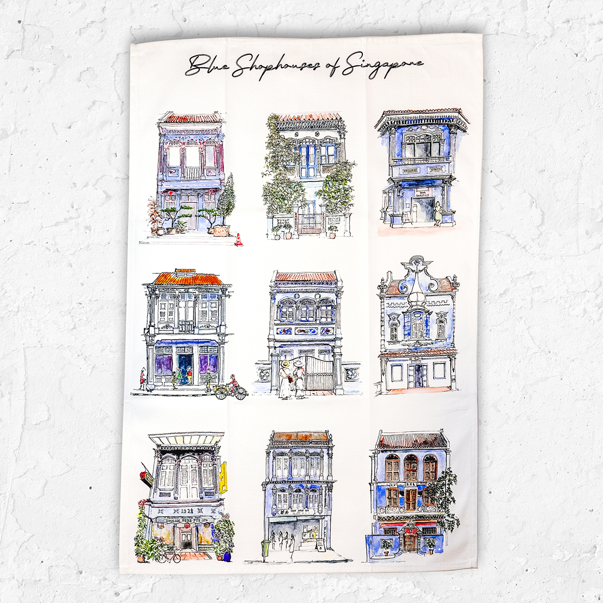 Organic Cotton White Tea Towel | Blue Shophouses