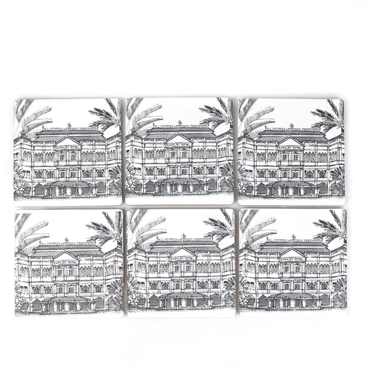 Cork Backing B&W Raffles Hotel Coasters | Set of 6