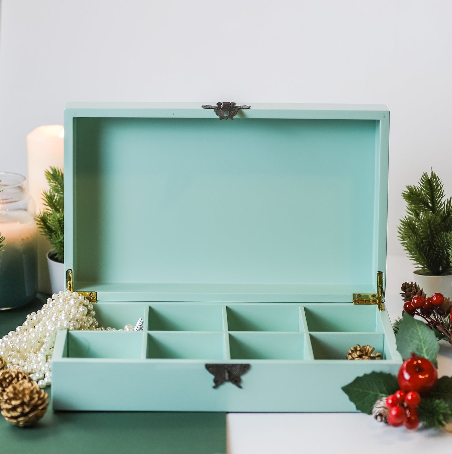 Turquoise Lacquer Jewellery Box - Turquoise Shophouses