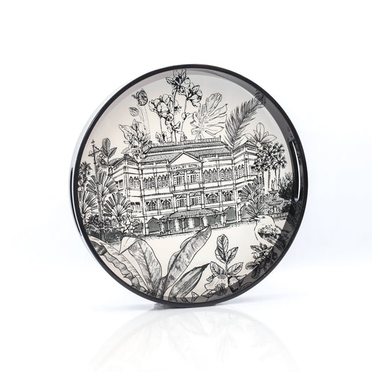 Black Lacquer Round Tray - B&W Raffles Hotel