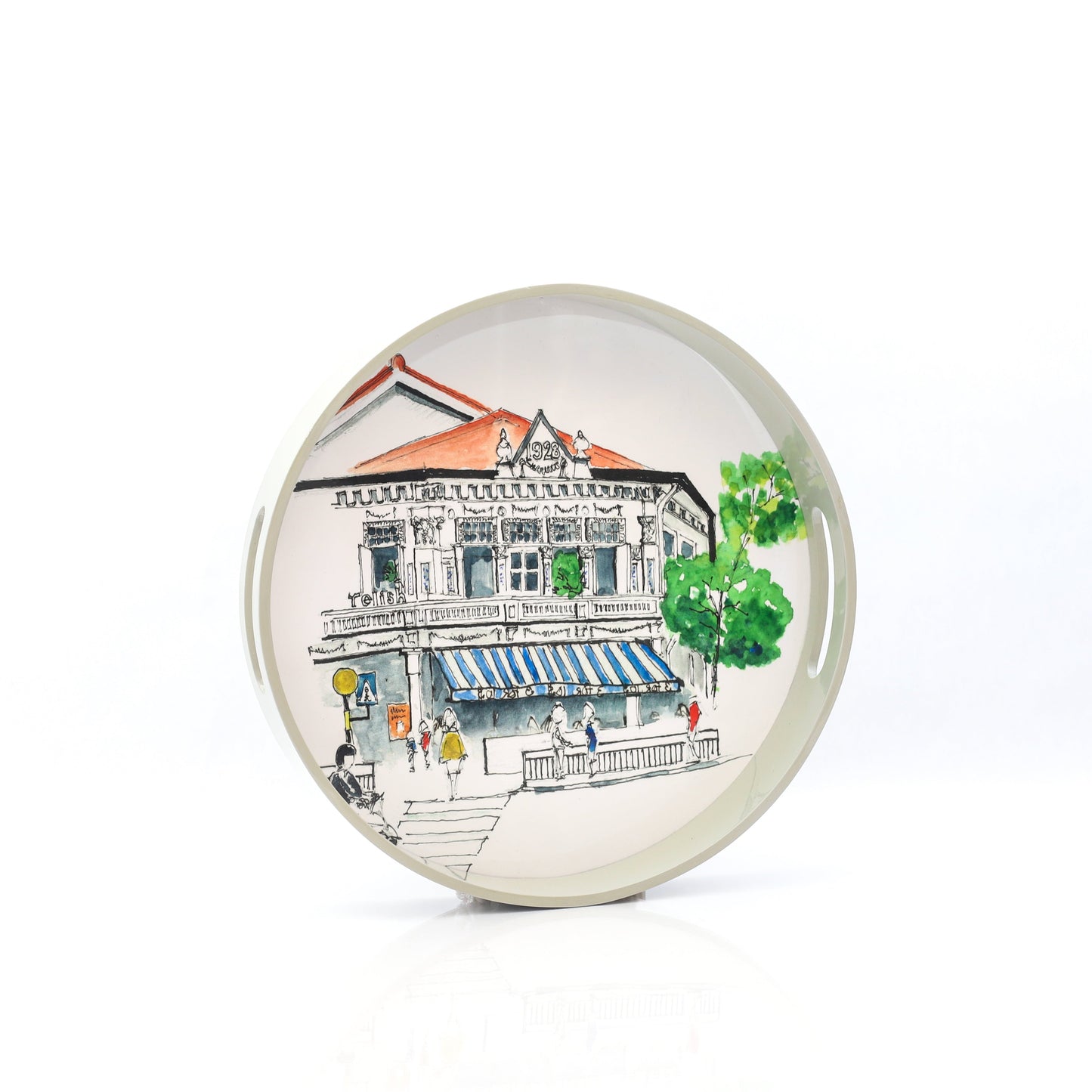 Grey Lacquer Round Tray - Cluny Court