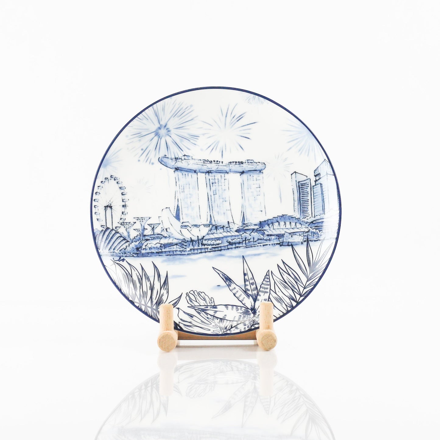 Singapore Themed Round Plates - 8" Set of 4
