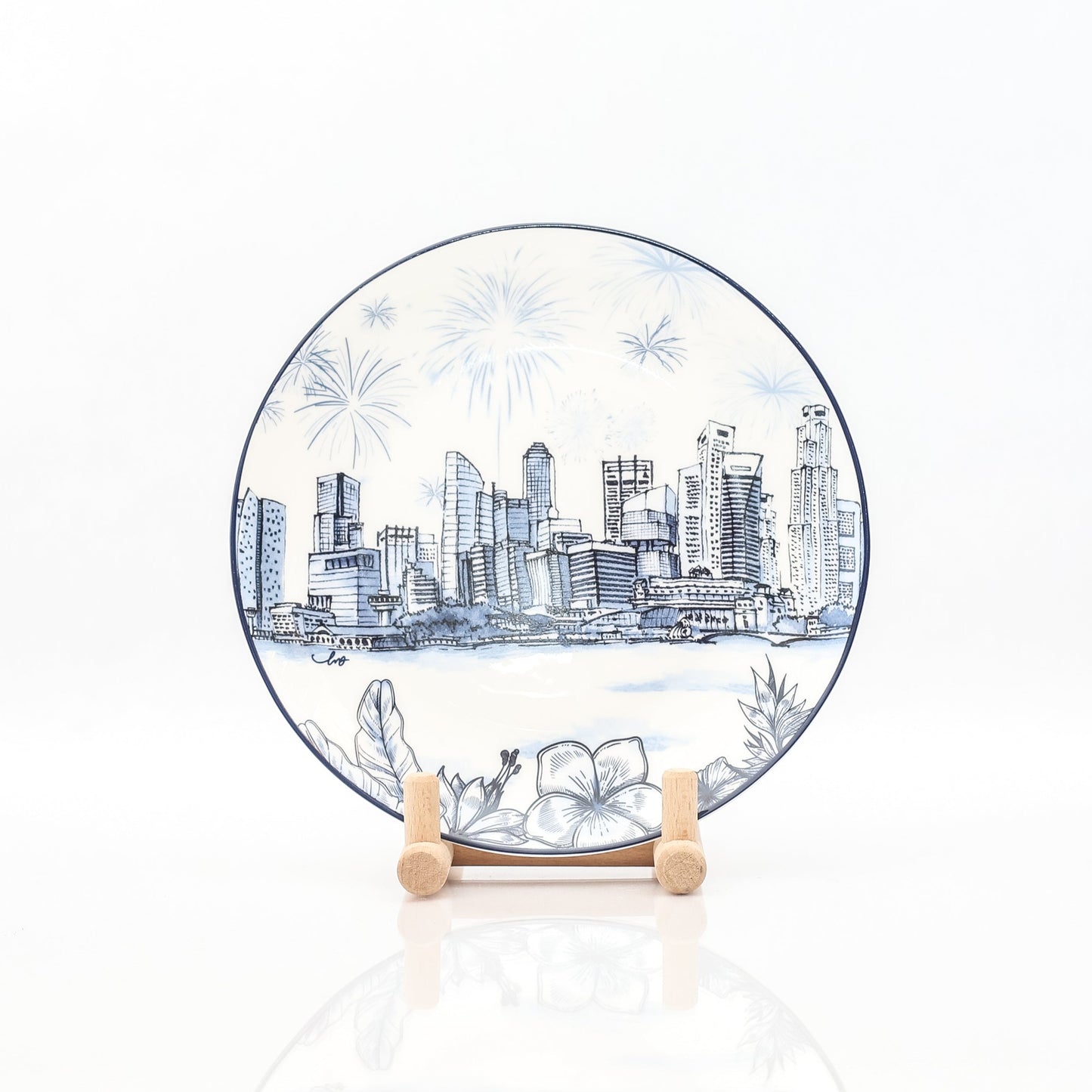Singapore Themed Round Plates - 8" Set of 4