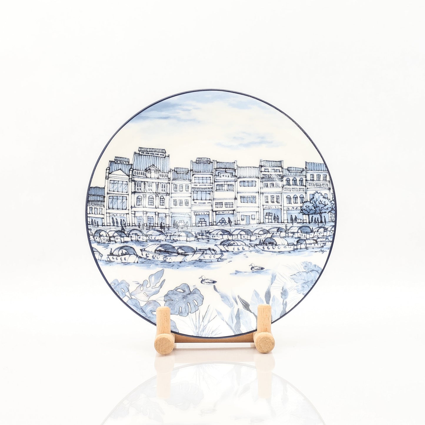 Singapore Themed Round Plates - 8" Set of 4