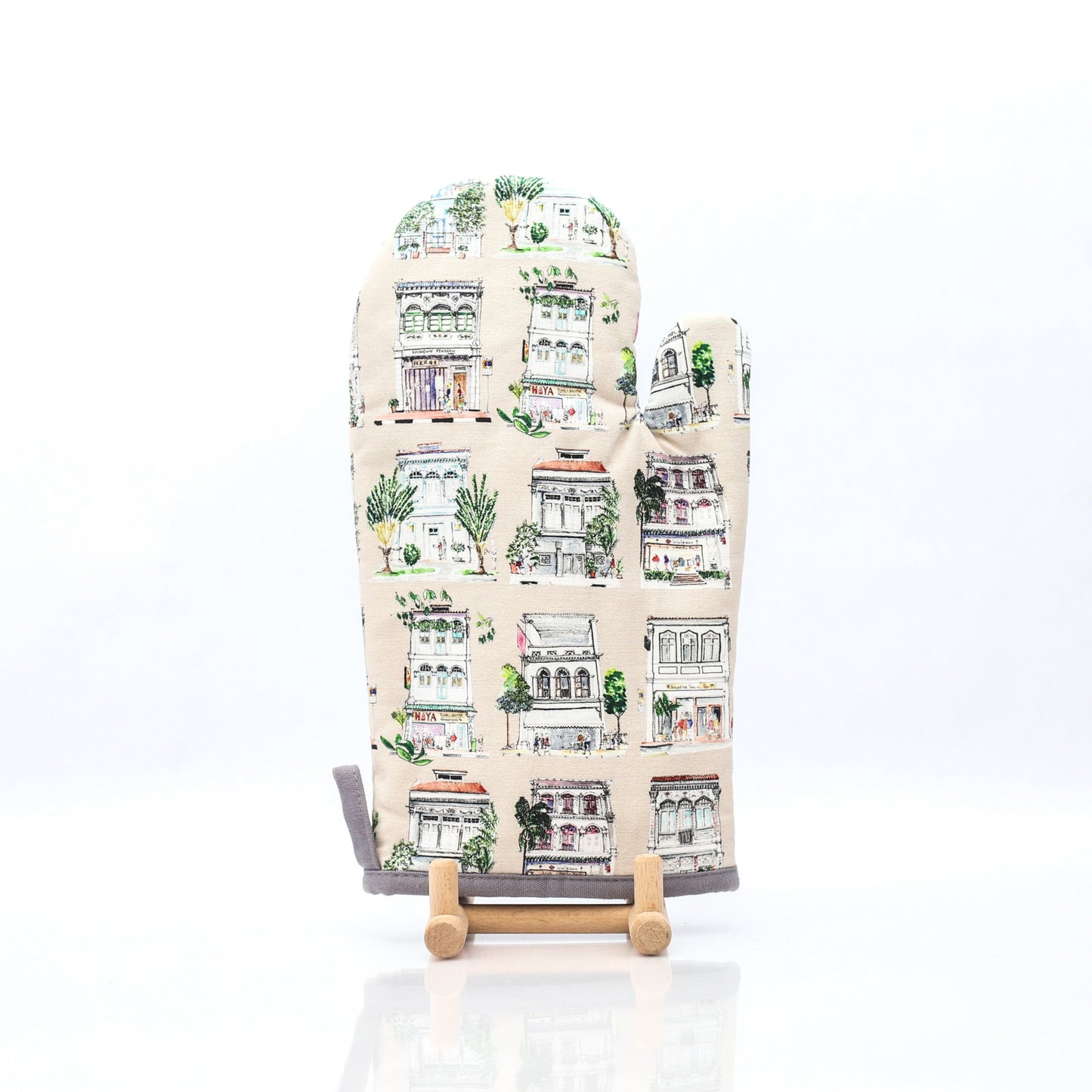 Oven Mitt | Pastel Shophouses
