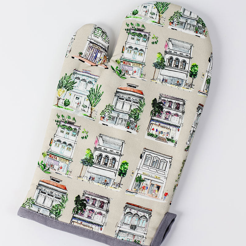 Oven Mitts | Pastel Shophouses