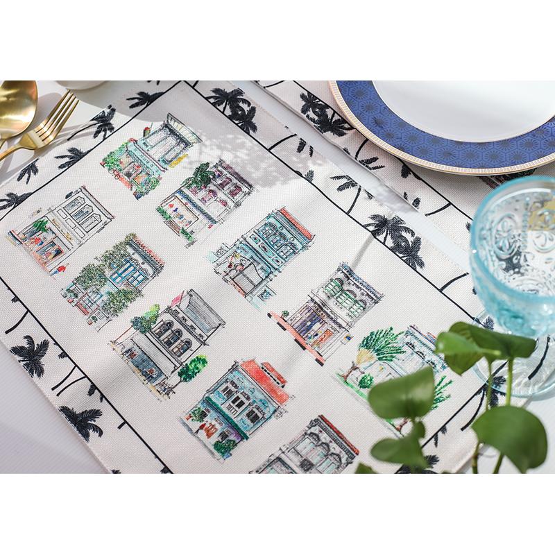 Turquoise Shophouses Placemats | Set of 6