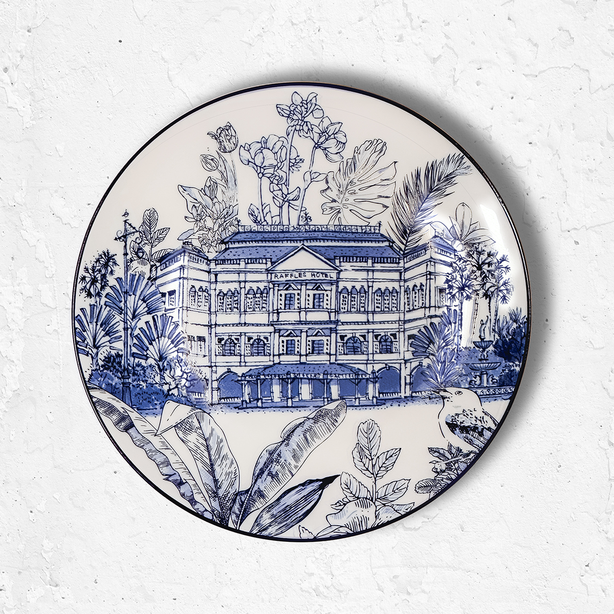 Singapore Themed Round Plates - Raffles Hotel 10"
