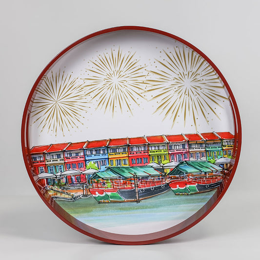 Red Lacquer Round Tray - Clarke Quay