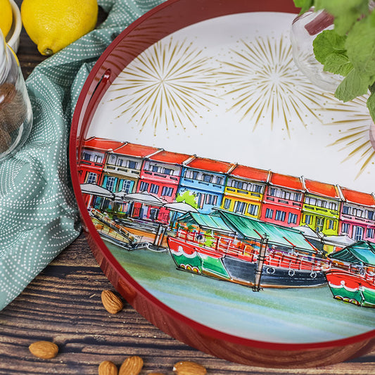 Red Lacquer Round Tray - Clarke Quay