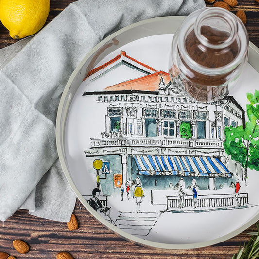 Grey Lacquer Round Tray - Cluny Court