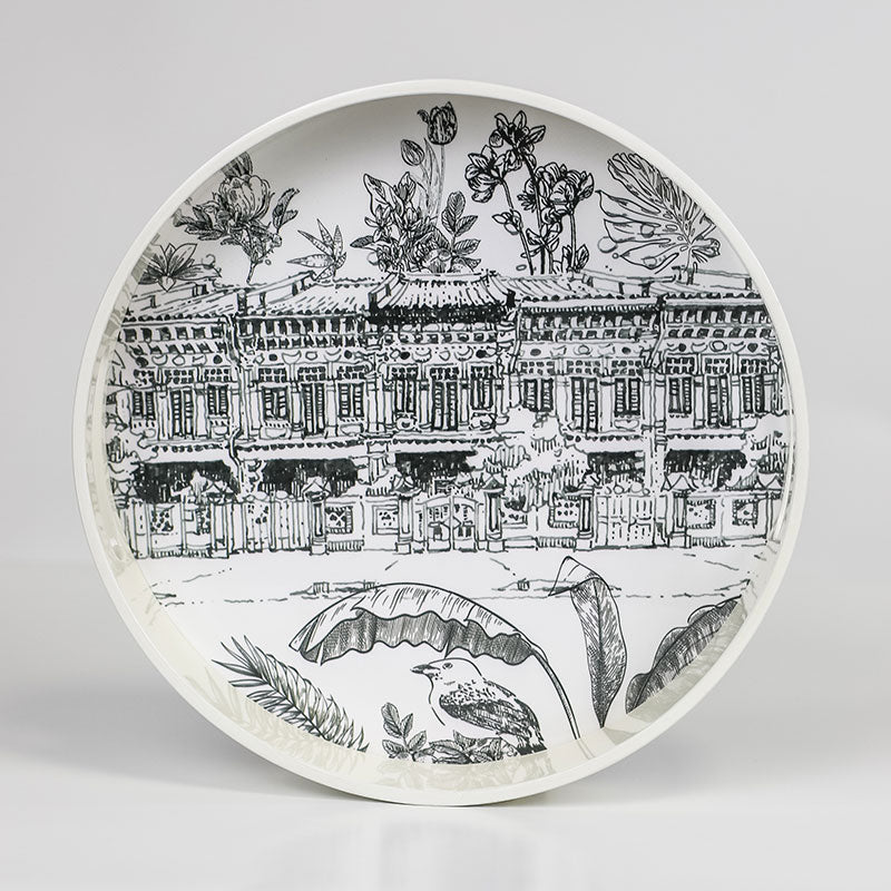 White Lacquer Round Tray - B&W Koon Seng