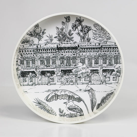 White Lacquer Round Tray - B&W Koon Seng