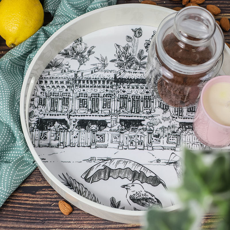 White Lacquer Round Tray - B&W Koon Seng