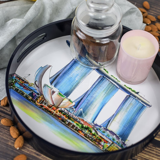 Navy Lacquer Round Tray - Marina Bay Sands