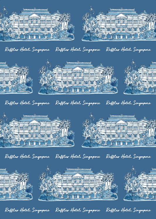 Organic Cotton Tea Towel | Blue | Raffles Hotel |NEW|