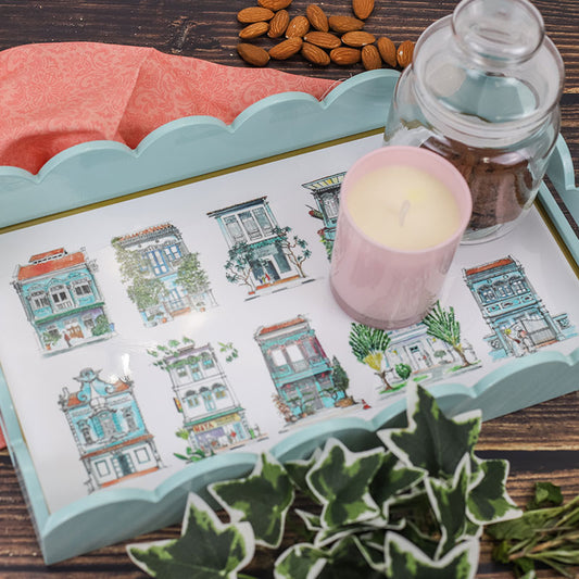 Turquoise Scallop Lacquer Tray - Turquoise Shophouses