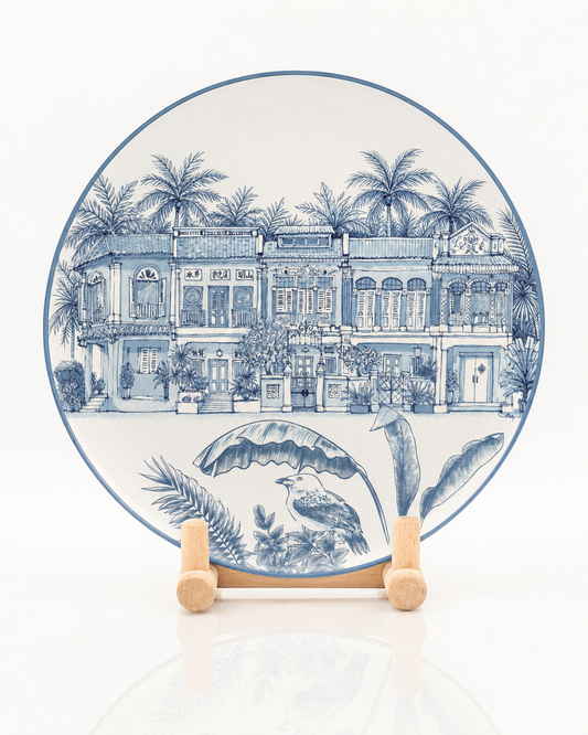 Singapore Themed Round Plates - Heritage Shophouses