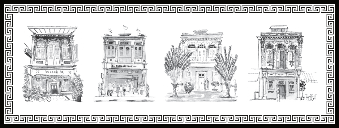 Black Oblong Lacquer Tray - B&W Shophouses
