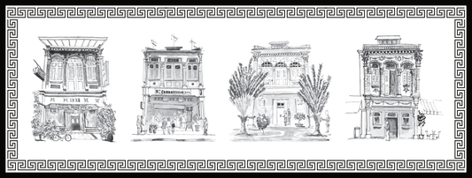 Black Oblong Lacquer Tray - B&W Shophouses
