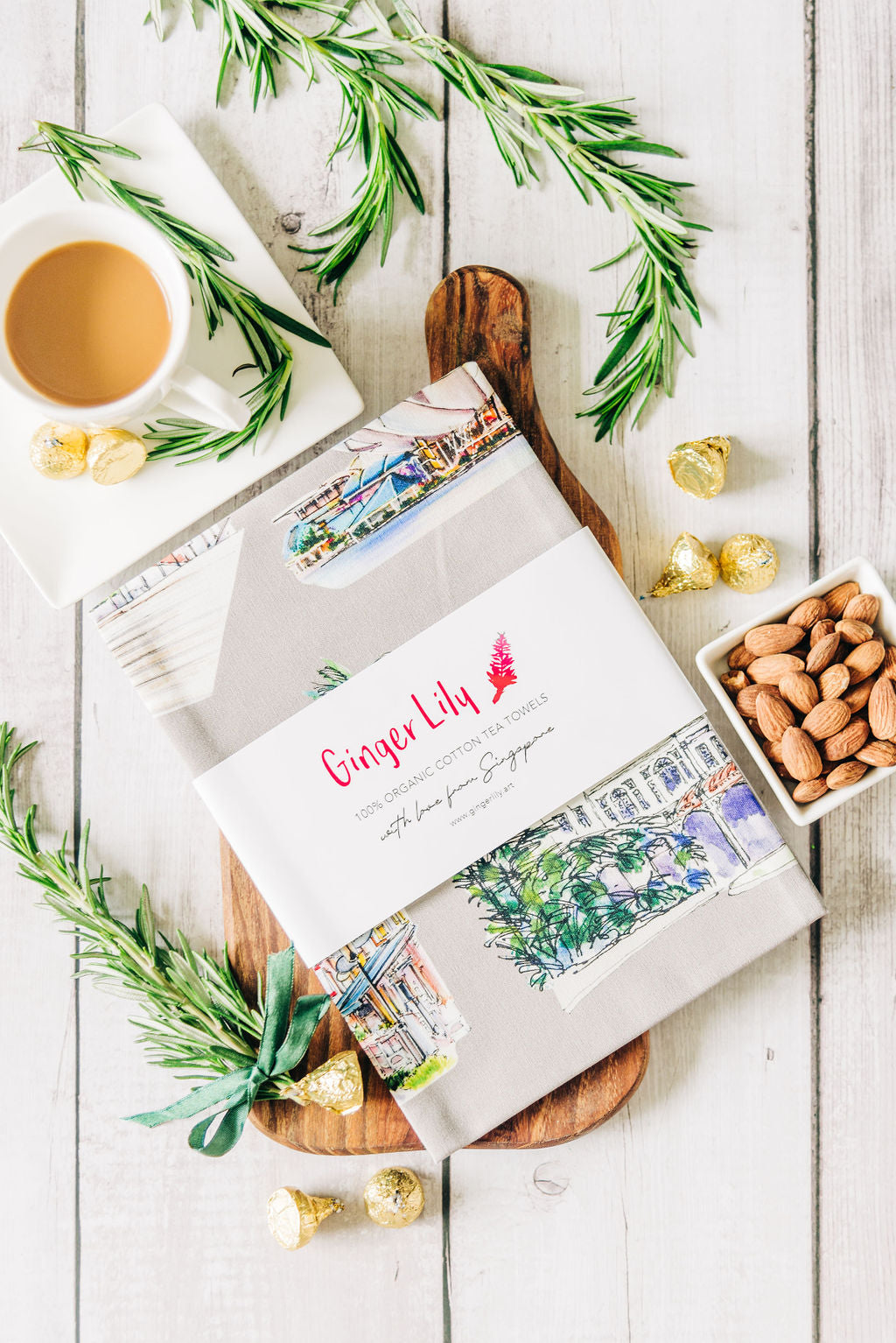 Organic Cotton Tea Towel | Grey | Iconic Sights