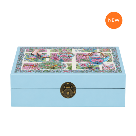 Turquoise Lacquer Memory Box - Turquoise Peranakan [Small]