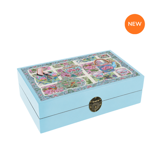 Turquoise Lacquer Memory Box - Turquoise Peranakan [Small]