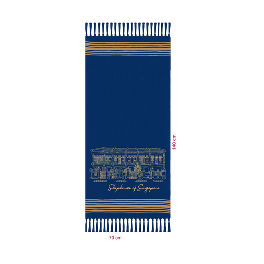 Turkish Towel | Singapore Shophouses (Gold on Blue)