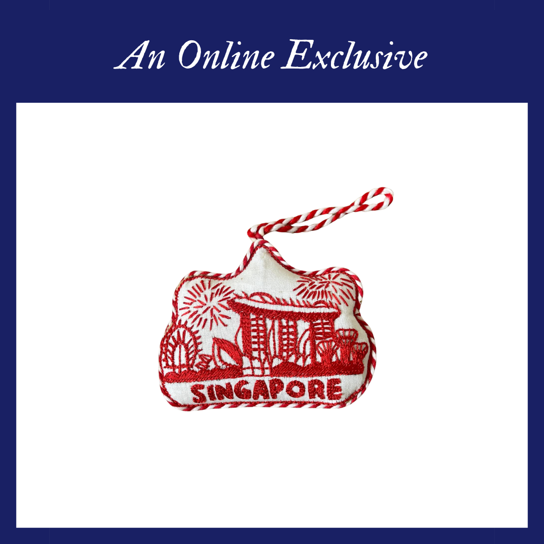 Ornament [Embroidery]- Red and white Marina Bay Sands