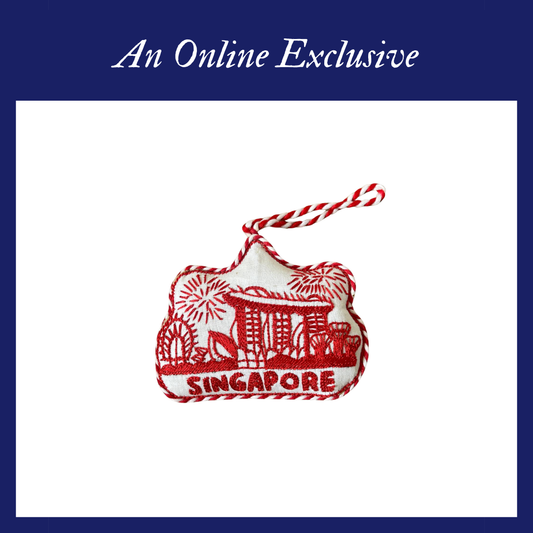Ornament [Embroidery]- Red and white Marina Bay Sands
