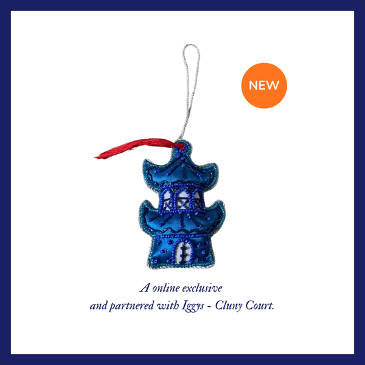 Ornament [Embroidery] - Blue Chinese Pagoda