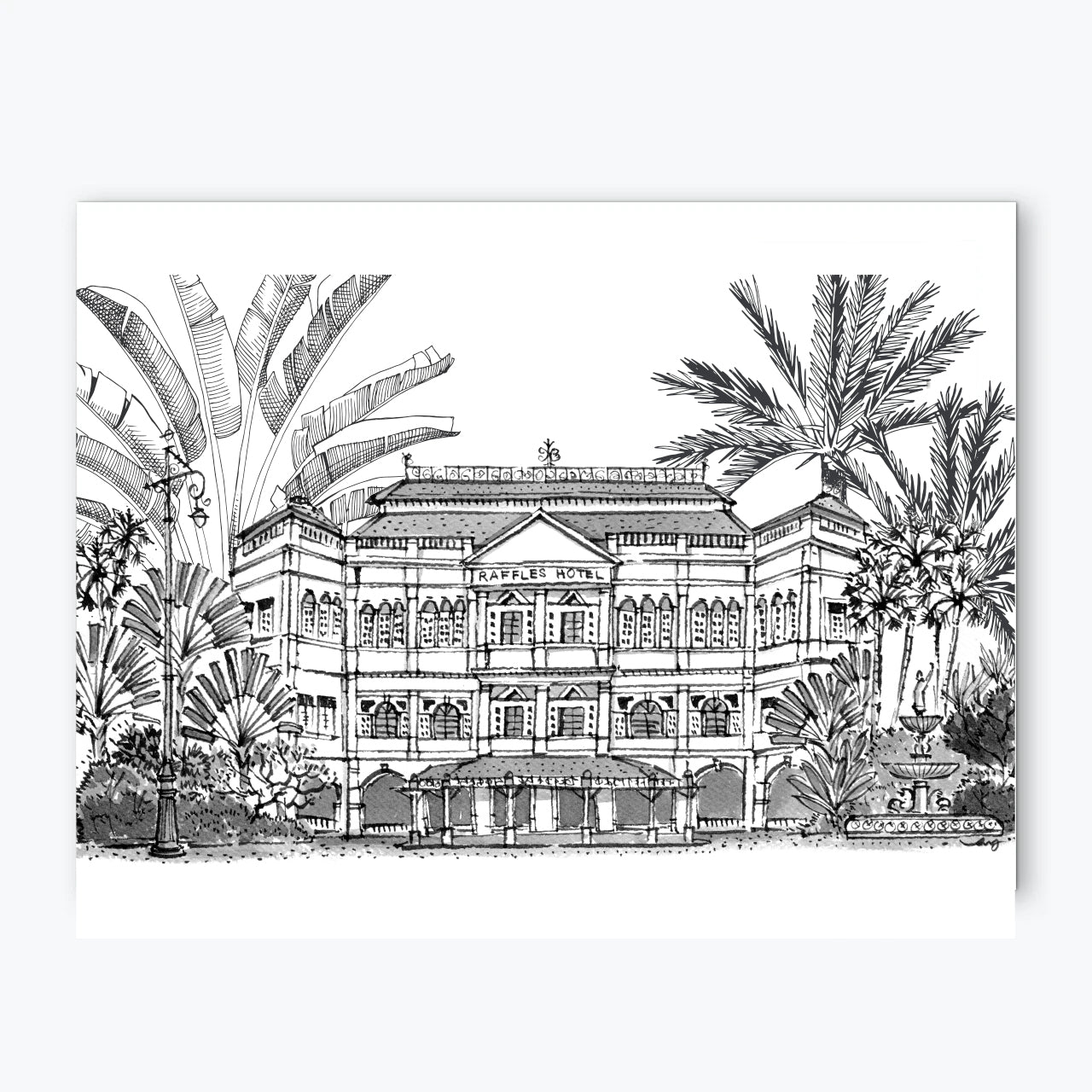 Raffles Hotel Singapore in Black & White