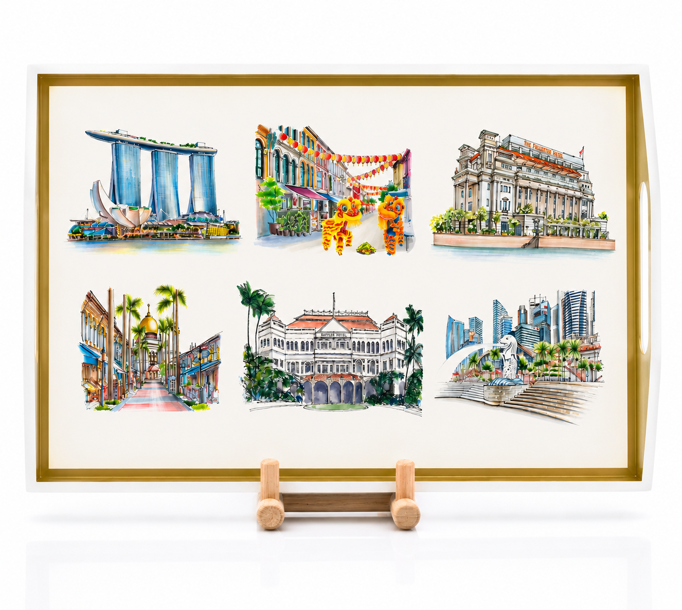 White Lacquer Tray - Iconic Sights