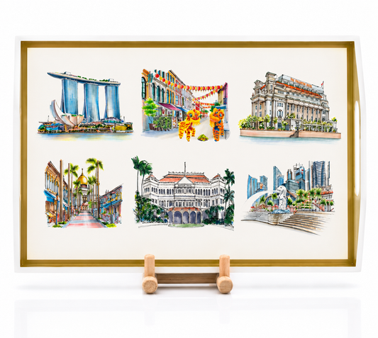 White Lacquer Tray - Iconic Sights