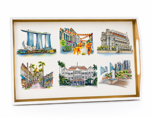 White Lacquer Tray - Iconic Sights