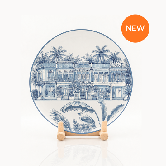 Singapore Themed Round Plates - Heritage Shophouses
