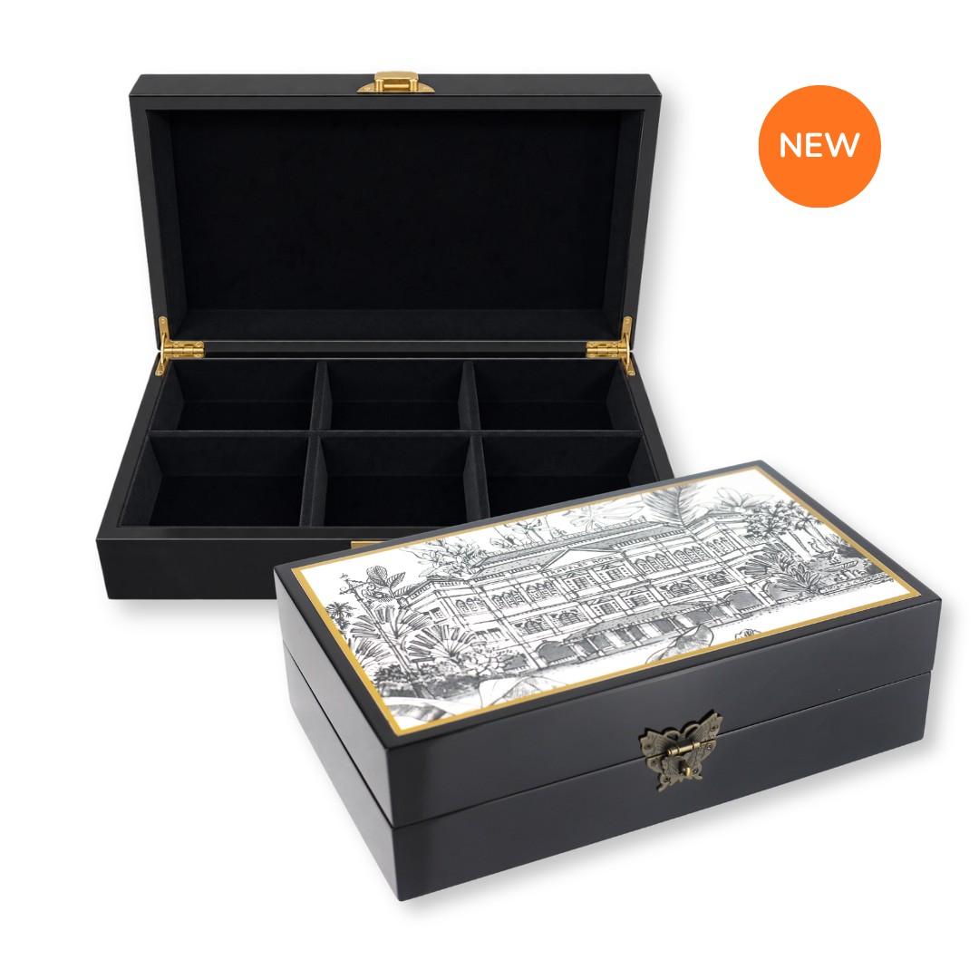 Black Lacquer Memory Box - B&W Raffles Hotel (with velvet lining)