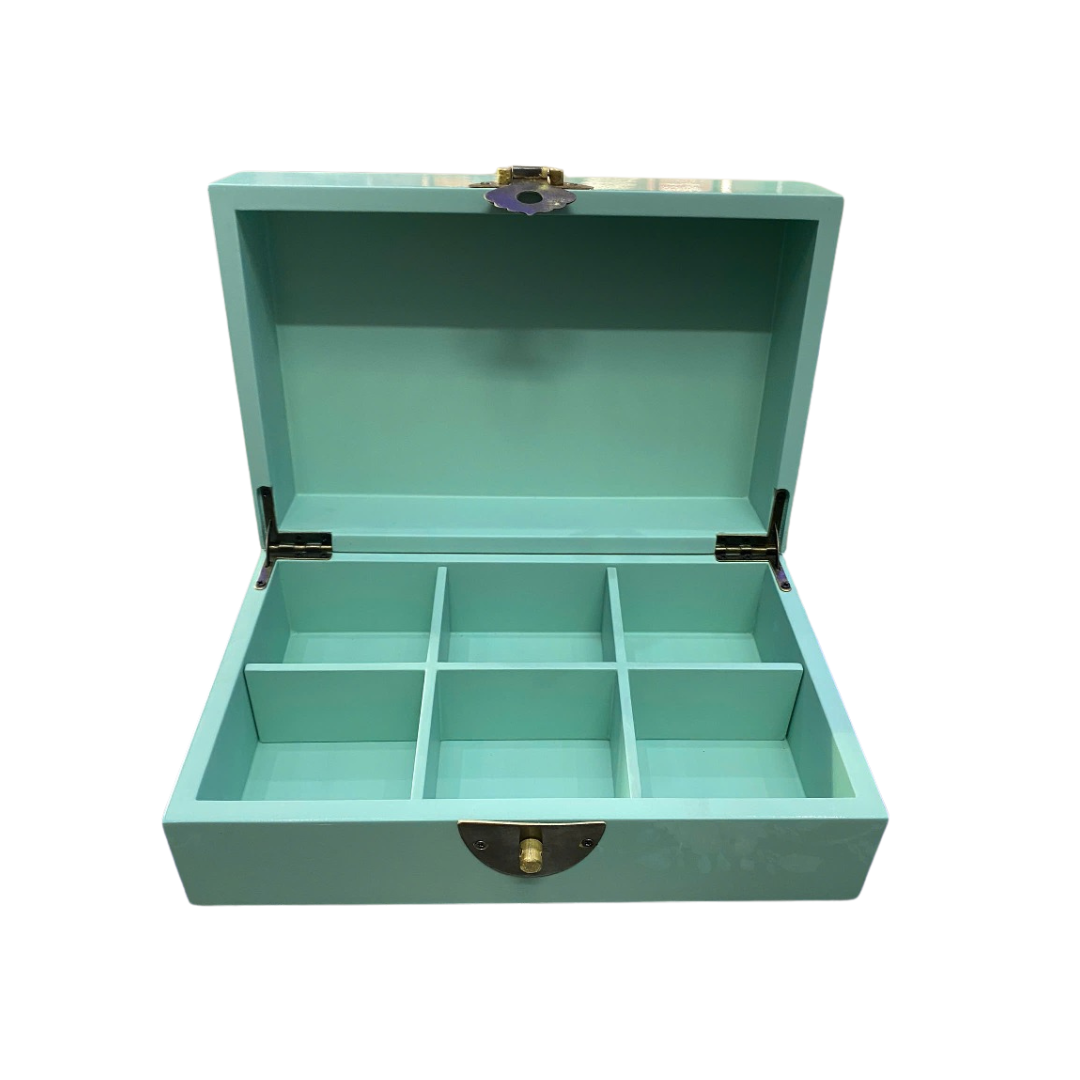 Turquoise Lacquer Memory Box - Turquoise Peranakan [Small]