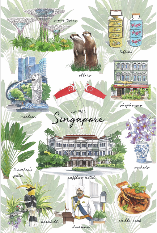 Organic Cotton White Tea Towel | Uniquely Singapore