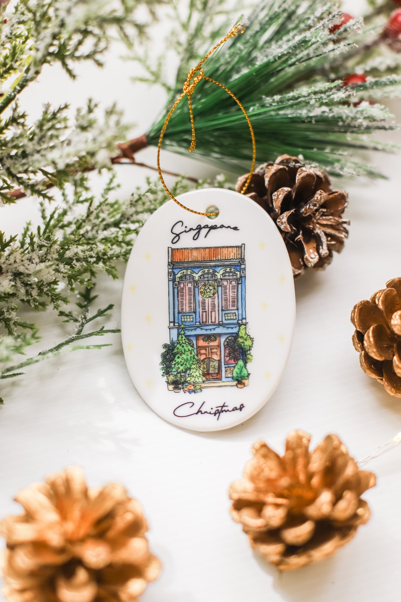 Christmas Ornament | Blue Peranakan Shophouse