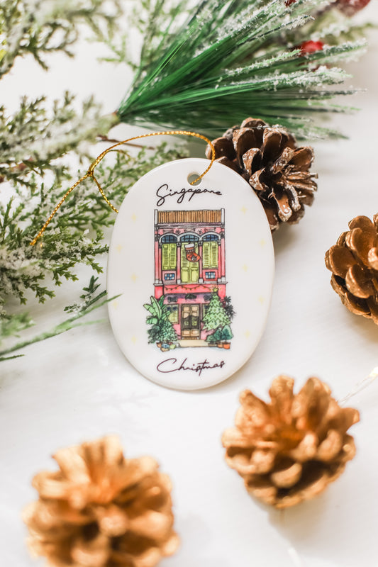 Christmas Ornament | Pink Peranakan Shophouse