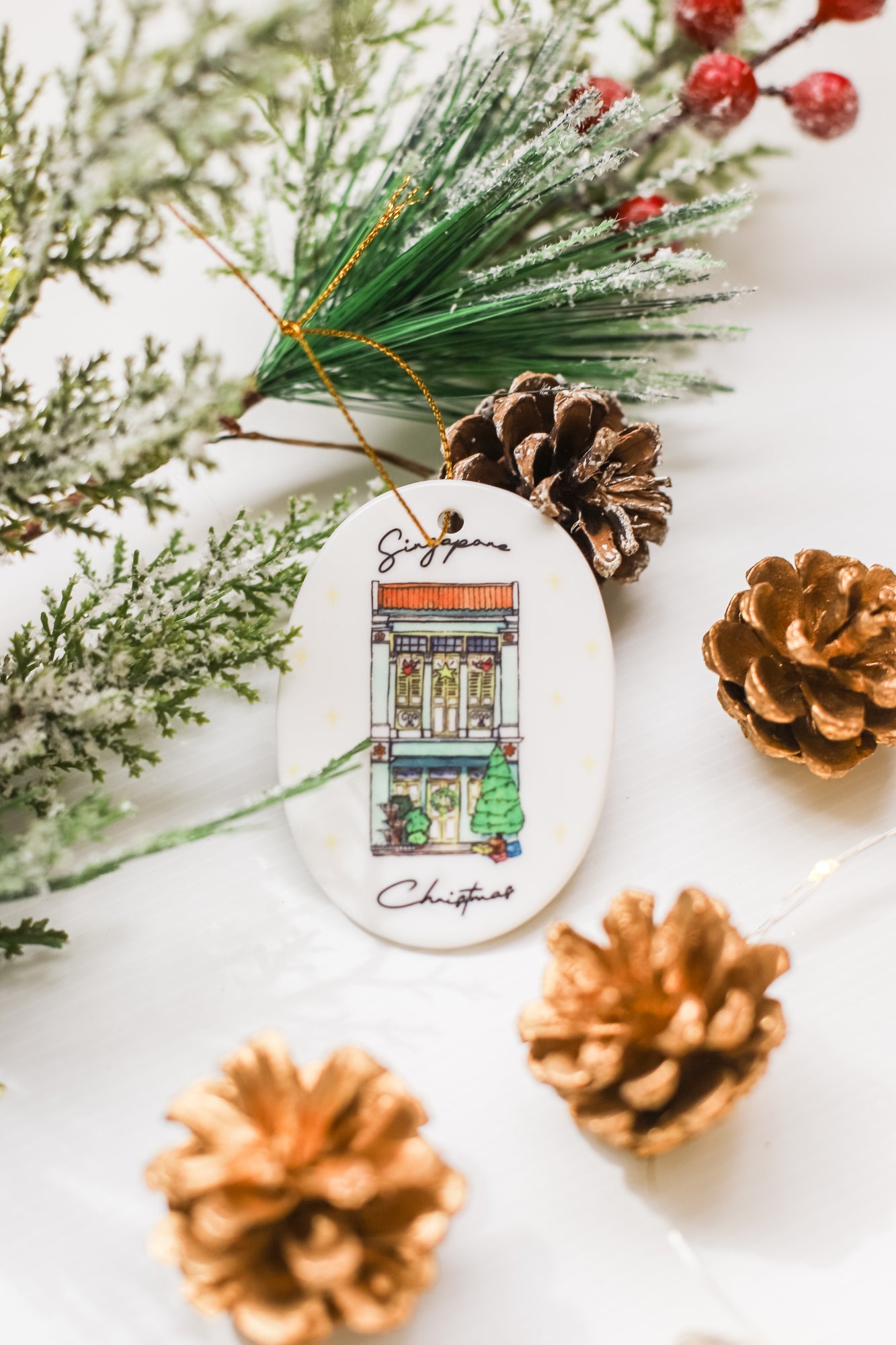 Christmas Ornament | Green Peranakan Shophouse