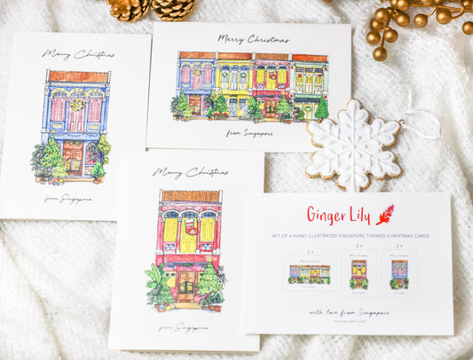 Pack of 6 | Christmas Cards - Peranakan Shophouses