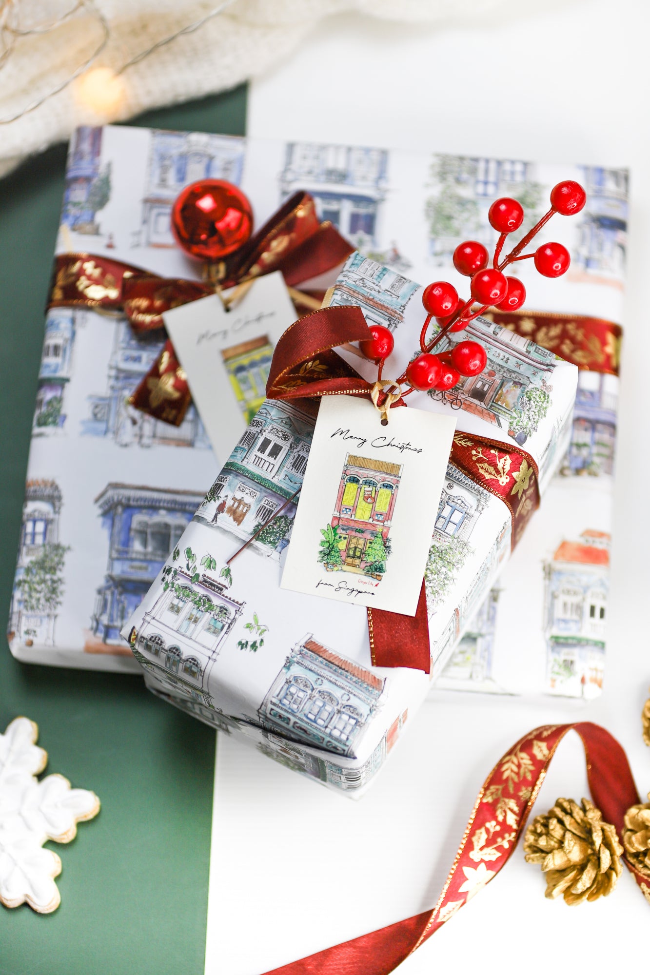 Wrapping Paper | Blue | Turquoise Shophouses