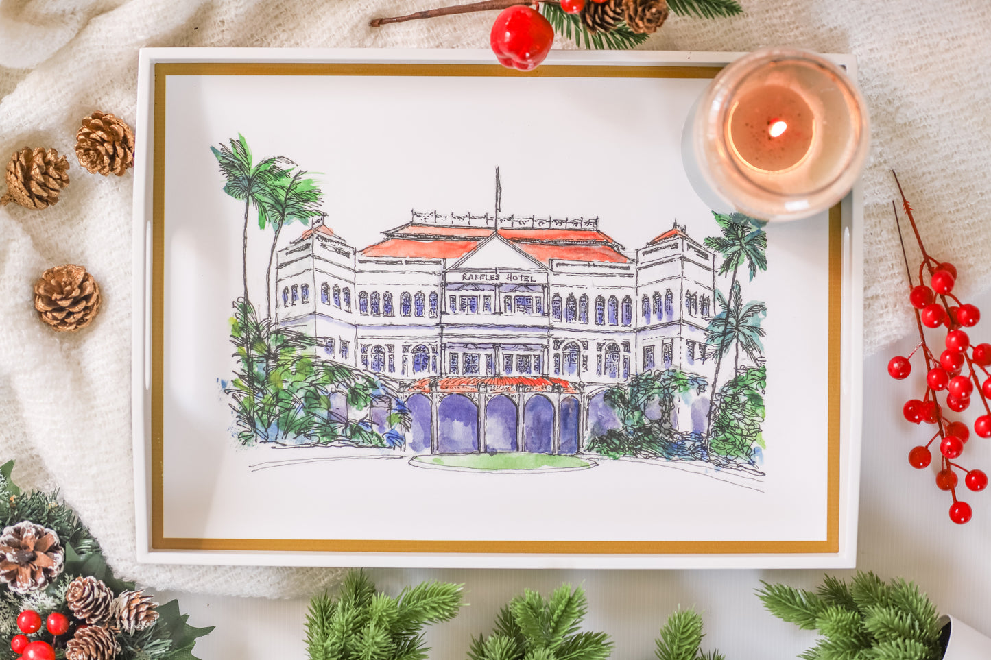 White Lacquer Tray - Raffles Hotel