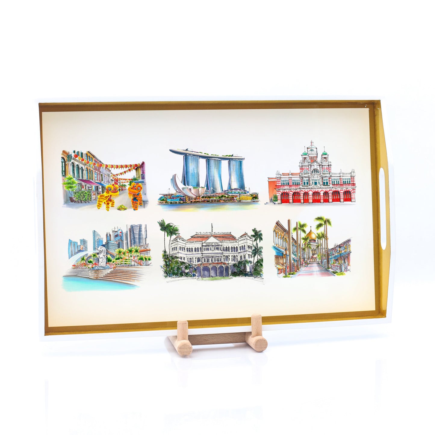White Lacquer Tray - Iconic Sights